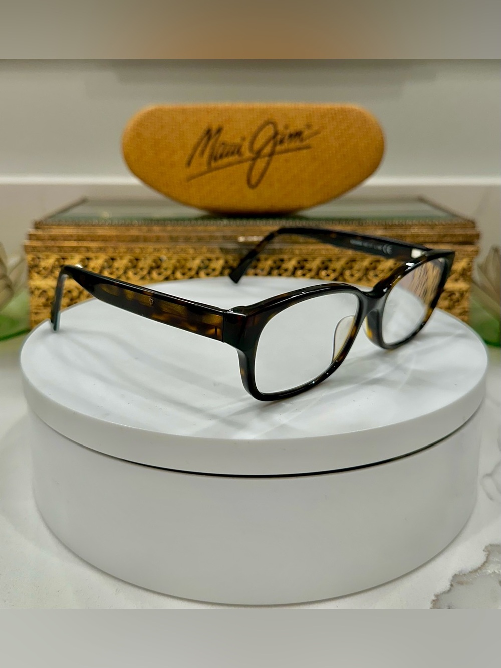 Maui Jim MJO2202 Maui Tortoiseshell-Patterned Rx Eyeglass Frames EUC w/ MJ Case